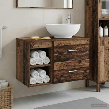 vidaXL Badkamermeubel Set 2 st Oud hout Bewerkt hout, Verzenden