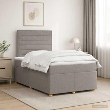 vidaXL Boxspringbed met matras met hoofdeinde Taupe 120 x, Verzenden