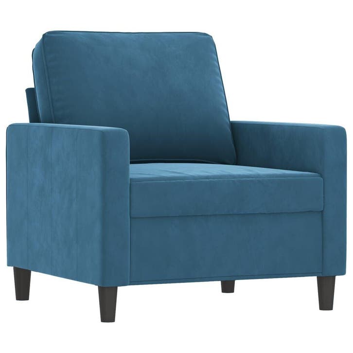 Blauwe Fluweel Fauteuil | Tweede Kansje | OP=OP!, Huis en Inrichting, Fauteuils, 75 tot 100 cm, 75 tot 100 cm, Nieuw, Metaal, Verzenden