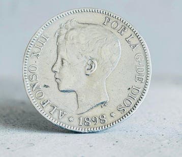 Spanje. Alfonso XIII. 5 Pesetas 1898*98 SGV (Zonder