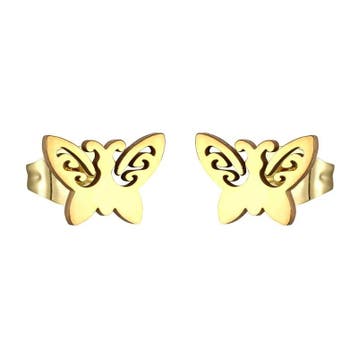 Fako Bijoux - Oorbellen - Steker - Stainless Steel - Vlinder, Verzenden, Nieuw