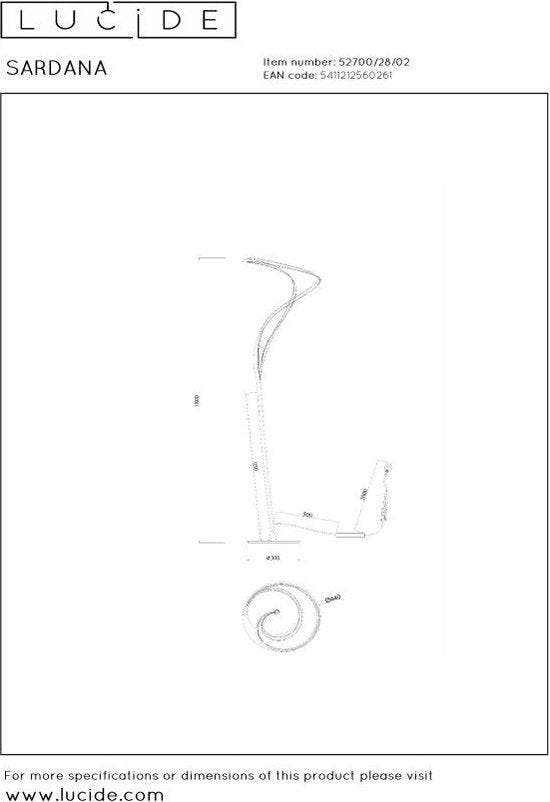 2dekans | Lucide SARDANA - Vloerlamp - Ø 44 cm - LED Dimb. -, Huis en Inrichting, Lampen | Overige, Ophalen of Verzenden