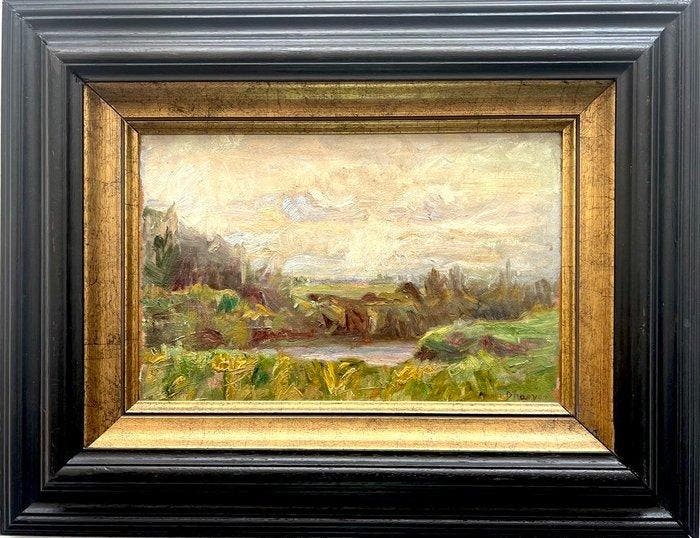 Maria dHayer - (XX) - Impressionistisch landschap met beek, Antiquités & Art, Art | Peinture | Classique