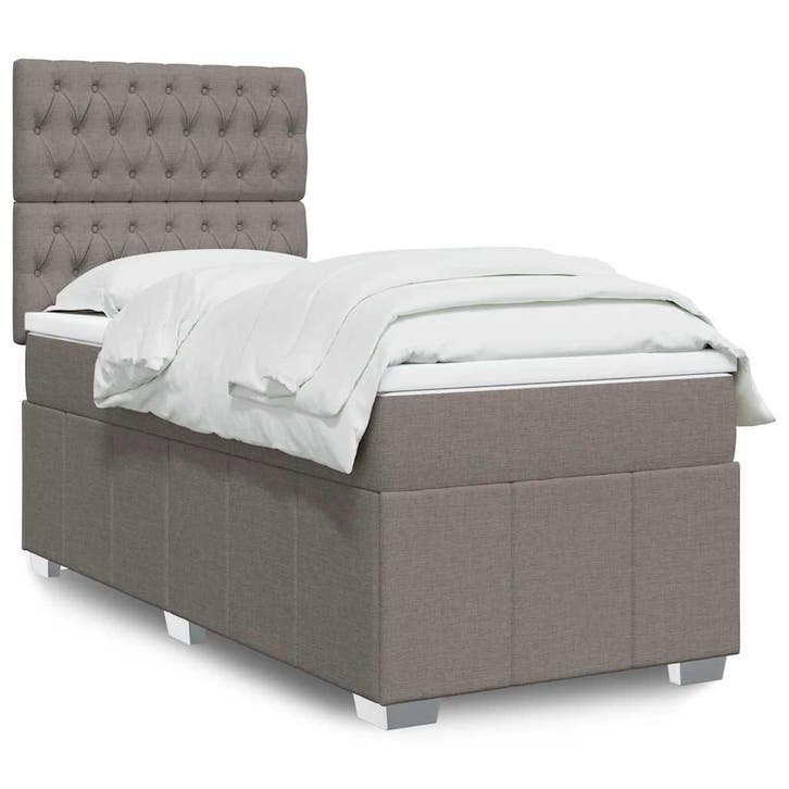 vidaXL Boxspring met matras stof taupe 80x200 cm, Maison & Meubles, Chambre à coucher | Lits, Envoi