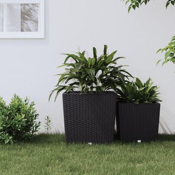 vidaXL Plantenbak met uitneembare bak rattan-look 37/64 L PP, Tuin en Terras, Verzenden, Nieuw