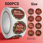 Sluitstickers kerstetiketten merry christmas hulstblad en, Nieuw