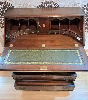 Bureau - Hout, Messing, Leder