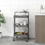 vidaXL Keukentrolley 3-laags 42x35x85 cm ijzer en ABS grijs, Verzenden, Nieuw