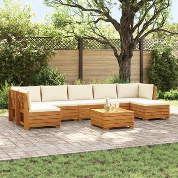 vidaXL 8 st Buiten bank set Massief Acacia Hout Bruin, Tuin en Terras, Verzenden, Nieuw