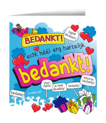 Wenskaart Bedankt 16,5cm, Verzenden, Nieuw