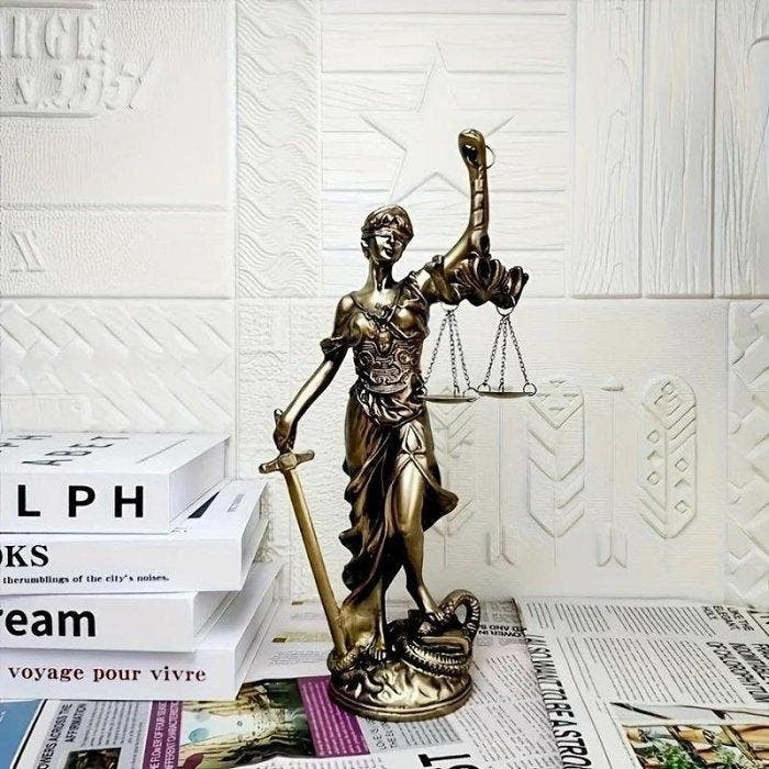 sculptuur, Goddess of Justice Statue – Blindfolded Figure, Antiquités & Art, Curiosités & Brocante