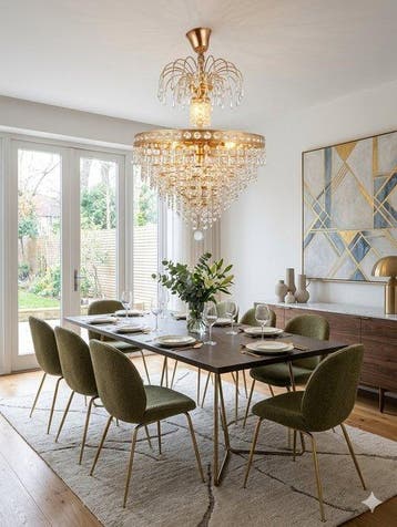 Lamp - spin - brons en kristallen kroonluchter -, Antiek en Kunst