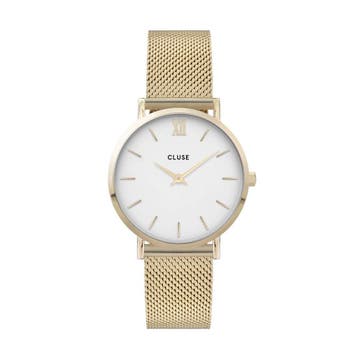 CLUSE CW0101203007 Minuit Mesh Gold White horloge (Horloges), Verzenden, Nieuw