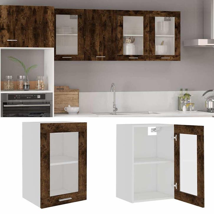 vidaXL Bovenkast Lyon 40x31x60 cm glas en bewerkt hout, Huis en Inrichting, Kasten | Overige, Nieuw, Verzenden