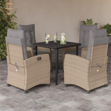 vidaXL 5-delige Tuinset met kussens poly rattan gemengd, Verzenden, Nieuw, Tuinset