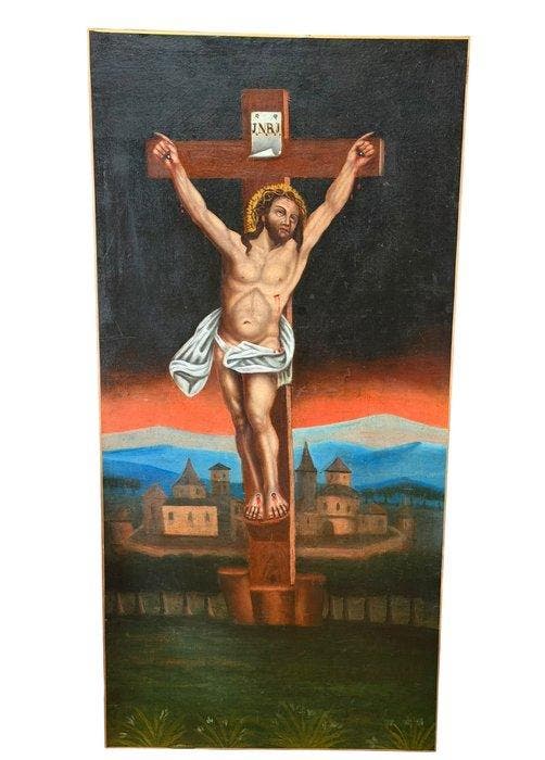 Spaanse school (XIX) - Cristo en la Cruz, Antiquités & Art, Art | Peinture | Classique