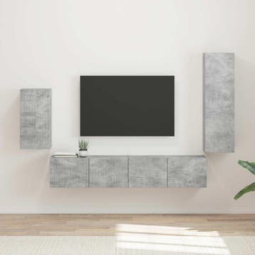 vidaXL Tv-meubelset 4 st Beton Grijs Bewerkt hout, Verzenden