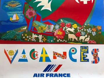 Roger Bezombes - Affiche ORIGINALE AIR FRANCE VACANCES