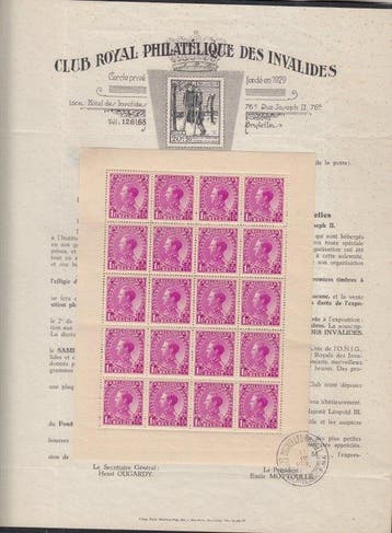 België 1934 - Met hoekje bevesigd op originele dokumenten