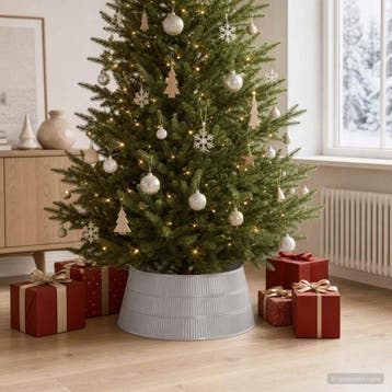vidaXL Kerstboomrok Kegelvormig zilver Ø 73 x 25,5 cm, Verzenden, Nieuw