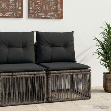 vidaXL Armloze Sofa eenheid Grijs poly rattan, Verzenden, Nieuw