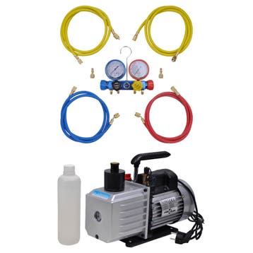 vidaXL Vacuümpomp 100 L/min met 4-voudige manometerset, Electroménager, Climatiseurs, Verzenden