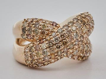 Zonder minimumprijs - Ring - 14 karaat Geel goud - 2.20ct., Handtassen en Accessoires, Ringen, Nieuw