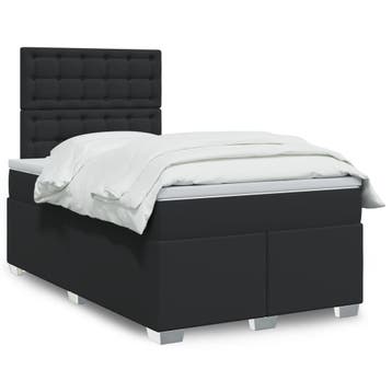 vidaXL Boxspring met matras kunstleer zwart 120x200 cm, Verzenden, Nieuw