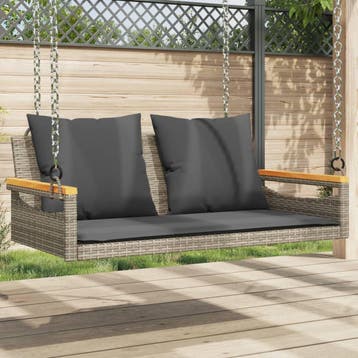 vidaXL Schommelbank met kussens 109x62x40 cm poly rattan, Verzenden, Nieuw