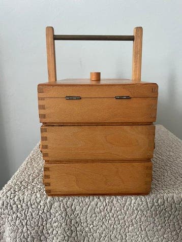 Boîte à couture - Bois - Boîte à couture pliante, Antiquités & Art