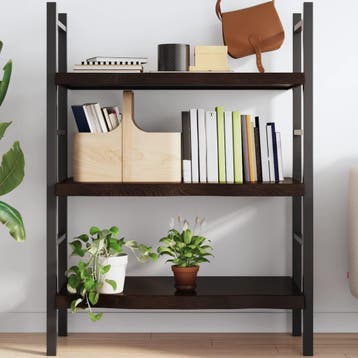 vidaXL Wandschap 80x60x(2-6)cm behandeld massief eikenhout, Verzenden, Nieuw