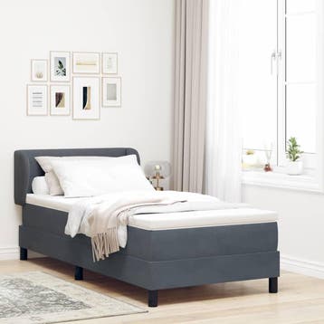 vidaXL Boxspring bed met hoofdeinde Donkergrijs 80 x 200 cm, Verzenden