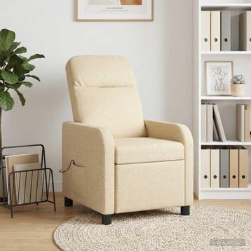 vidaXL Massage Relaxstoel Crèmekleurig Stof, Verzenden