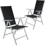 tectake Opvouwbare aluminium tuinstoelen - zwart/zilver, Set, Tuin en Terras, Verzenden, Nieuw
