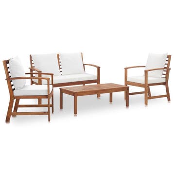 vidaXL 4-delige Loungeset met kussens massief acaciahout, Verzenden, Loungeset