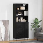 vidaXL Highboard met lade 2 pcs Zwart Eiken Bewerkt hout, Huis en Inrichting, Kasten | Dressoirs, Verzenden, Nieuw