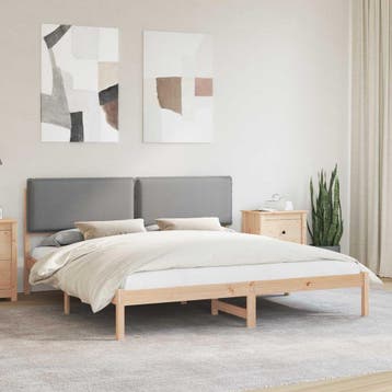 vidaXL Bedframe met Gevoerde Hoofdbord Lichtgrijs 180 x 200, Verzenden