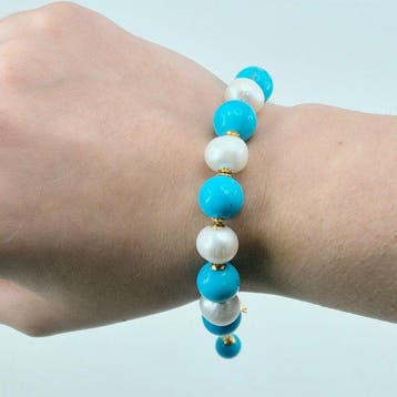 Turquoise - Argent, Plaqué or - Bracelet - Turquoise Arizona