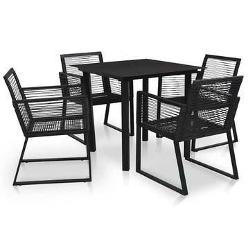 vidaXL 5-delige Tuinset PVC-rattan zwart, Verzenden, Nieuw, Tuinset
