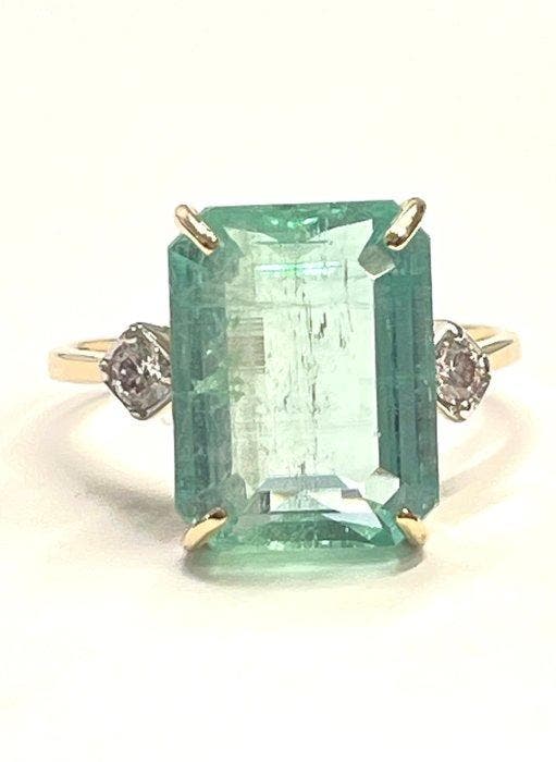 Zonder minimumprijs - Ring - 14 karaat Geel goud Smaragd -, Bijoux, Sacs & Beauté, Bagues