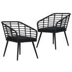 Tuinstoelen Zwart | Retour Deal: 2 st met kussens!, Tuin en Terras, Verzenden, Nieuw