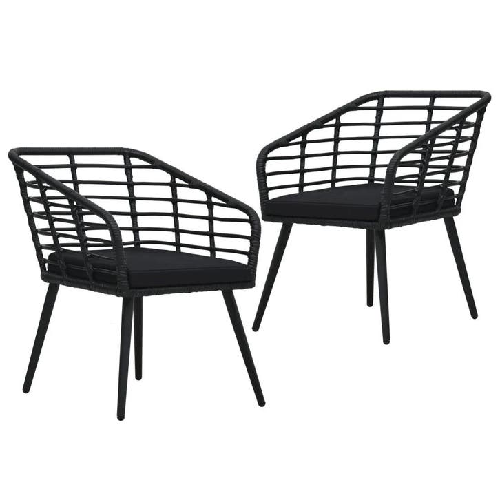 Tuinstoelen Zwart | Retour Deal: 2 st met kussens!, Tuin en Terras, Tuinstoelen, Nieuw, Verzenden