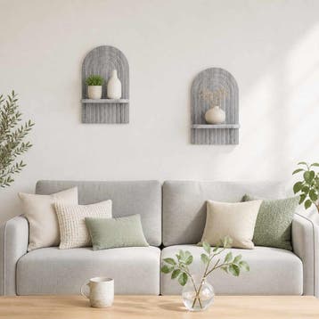 vidaXL Wandplank 2 st Grijs Sonoma 23 x 13,5 x 37,5 cm, Verzenden, Nieuw