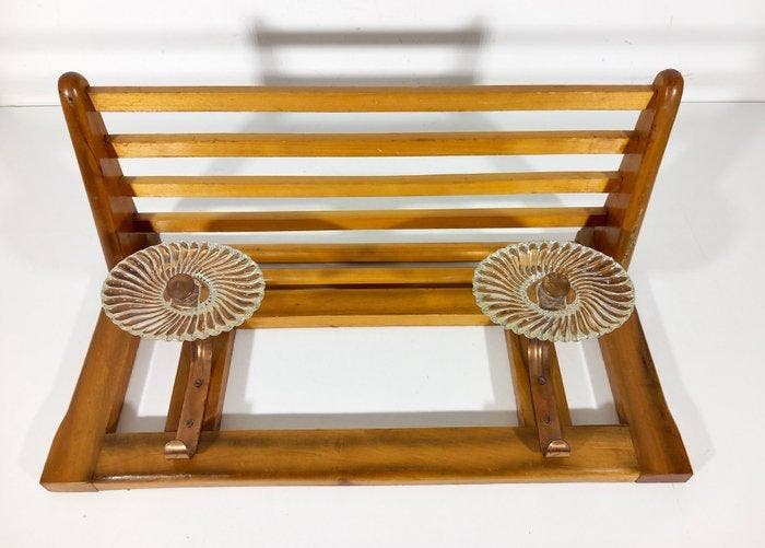Kapstok - Hout, Glas, Messing, Antiek en Kunst, Kunst | Designobjecten