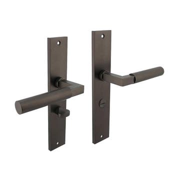 Deurklink Bau-Stil op schild WC slot 63mm antraciet grijs..., Ophalen of Verzenden, Klink of Kruk