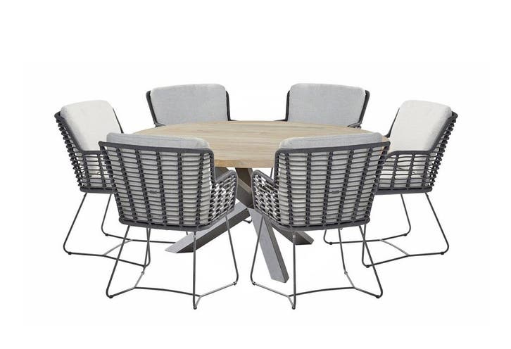 4 Seasons Outdoor Fabrice tuinset antraciet met Louvre tafel, Tuin en Terras, Tuinsets en Loungesets