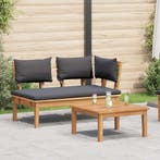 vidaXL Tuinstoel en Tafel Set 2 pcs Grijs en Bruin Massief, Verzenden, Nieuw