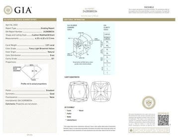1 pcs Diamant (Natuurlijk gekleurd) - 2.01 ct - Cushion -, Nieuw