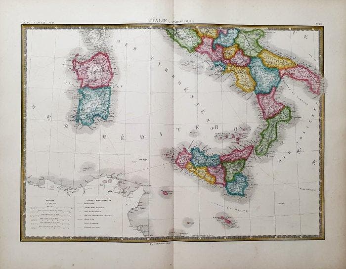Europa - Zuid-Italië / Sicilië / Sardinië; A. Brue / E., Boeken, Atlassen en Landkaarten