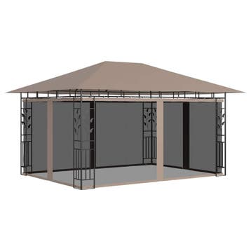 vidaXL Prieel met klamboe 180 g/m² 4x3x2,73 m taupe, Verzenden, Nieuw